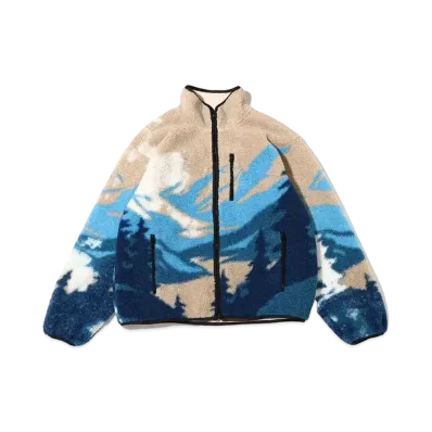 atmos Mountain Graphic Zip Up Fleece "Navy"