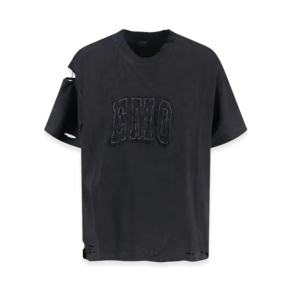BALENCIAGA Women's T-Shirt Logo Destroyed "Black"