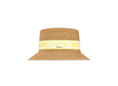 Dior Dioriviera D-Bobby Small Brim Hat Straw with Embroidered Band"Lemon Yellow"