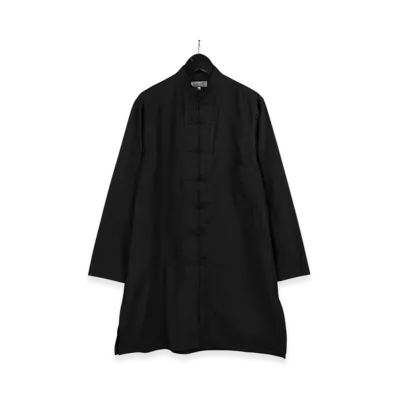 Yohji Yamamoto POUR HOMME Mandarin Collar Shirt With Chest Pocket "Black"