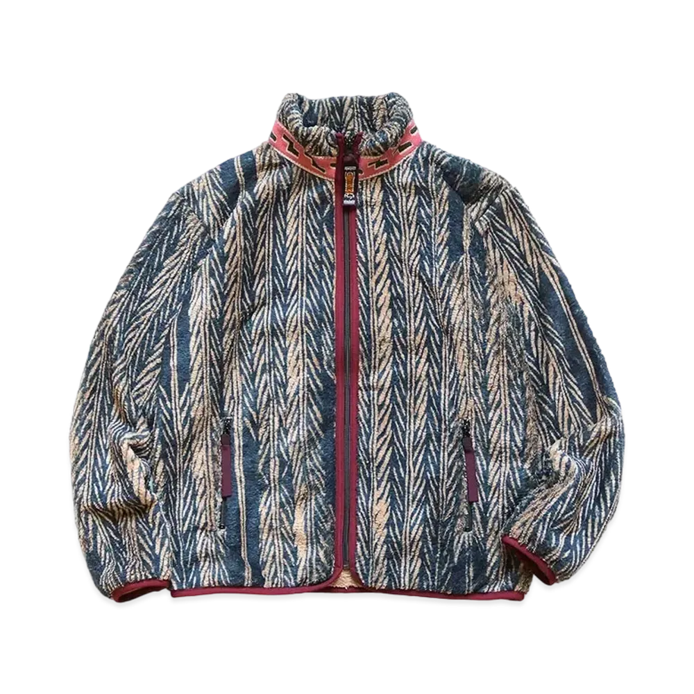 KAPITAL JABA YABANE PATTERN FLEECE ZIP BULLSON "Navy"