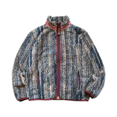 KAPITAL JABA YABANE PATTERN FLEECE ZIP BULLSON "Navy"