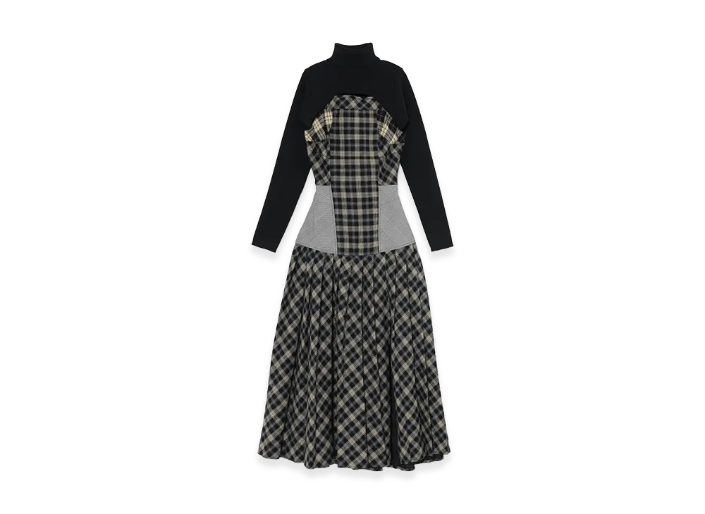 ANDMARY Women's Anne Check Long Dress "Black"
