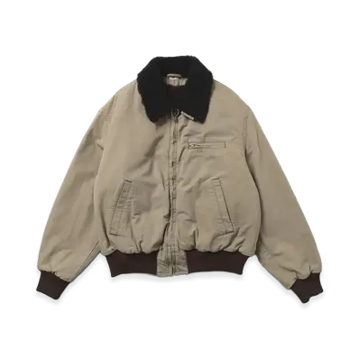 A.PRESSE Vintage Washed Wool Flight Jacket "Beige"