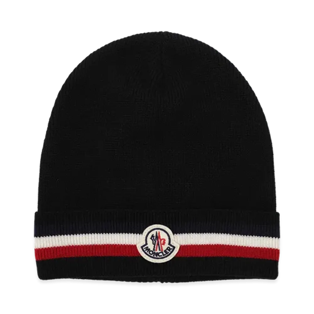 MONCLER Mens Beanie Knit Cap "Black"