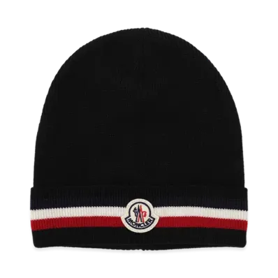 MONCLER Mens Beanie Knit Cap "Black"