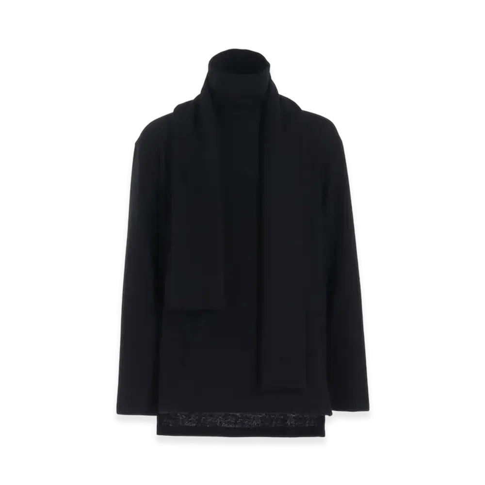 S'YTE Airy Jersey High-Neck Long-Sleeved T-Shirt With Stoles "Black"