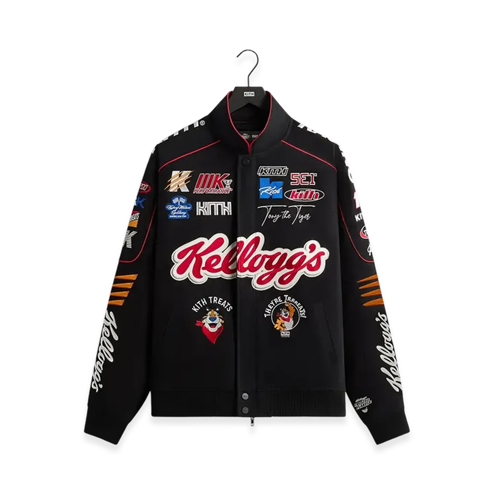 Kith Treats x Kellogg's Frosted Flakes Cereal & Tony the Tiger Racing Jacket "Black"