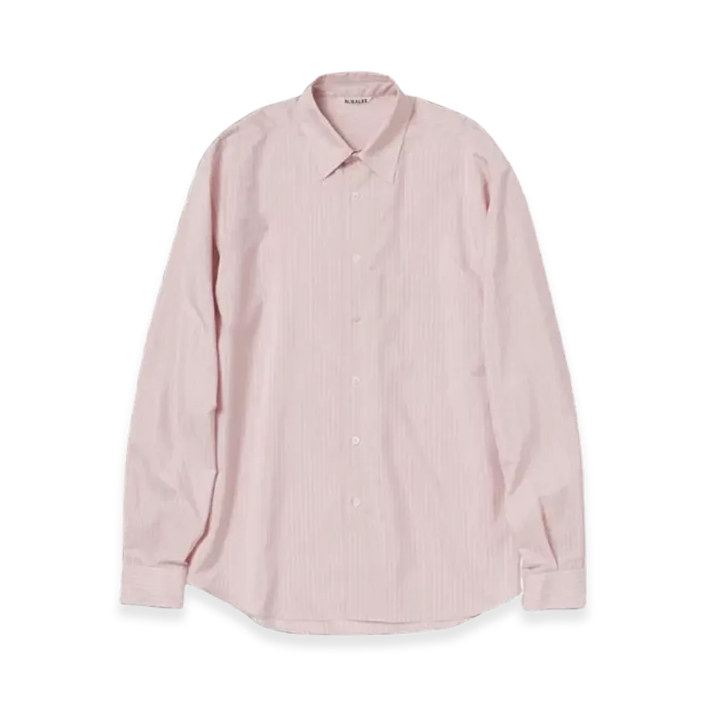 AURALEE Finx Polyester Stripe Shirt "Pink Beige Stripe"