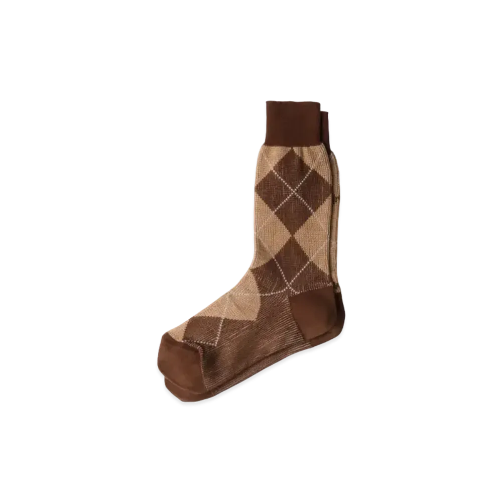 PRADA Men's Argyle Cotton Ankle Socks "Brown"