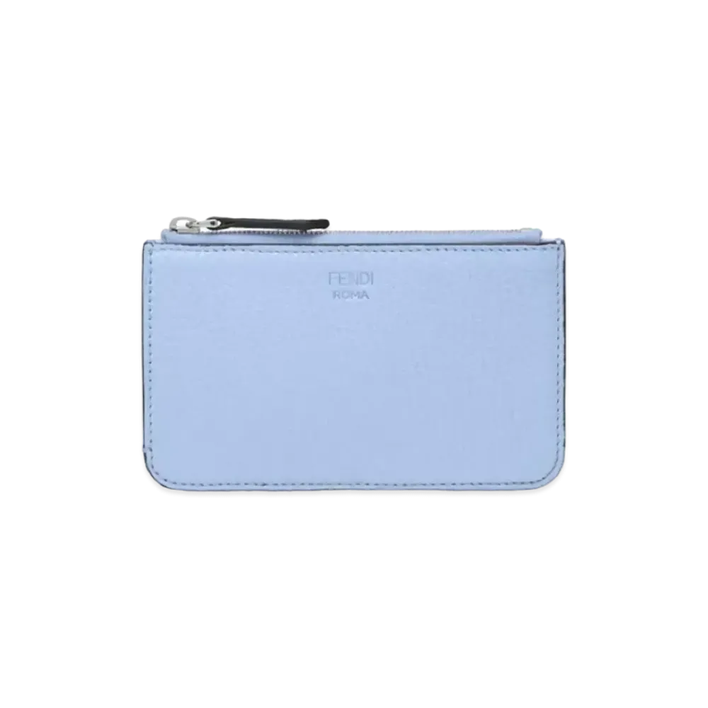 FENDI Key Case Leather Slim Clutch "Light Blue"