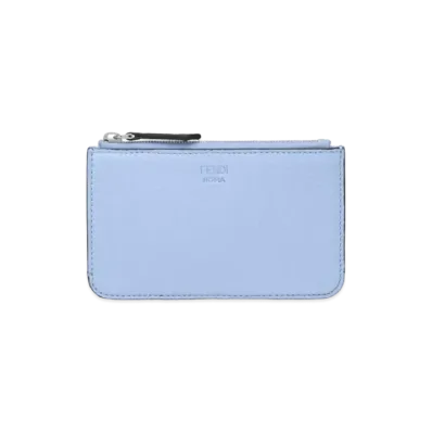 FENDI Key Case Leather Slim Clutch "Light Blue"