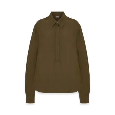 The Row Women's Jana Viscose and Silk Shirt "Sepia Khaki"