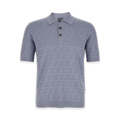 FENDI FF Cotton Polo Shirt "Light Blue"