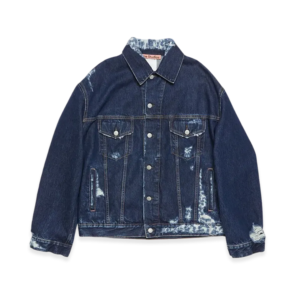 Acne Studios Distressed Relaxed Fit Denim Jacket "Mid Blue"