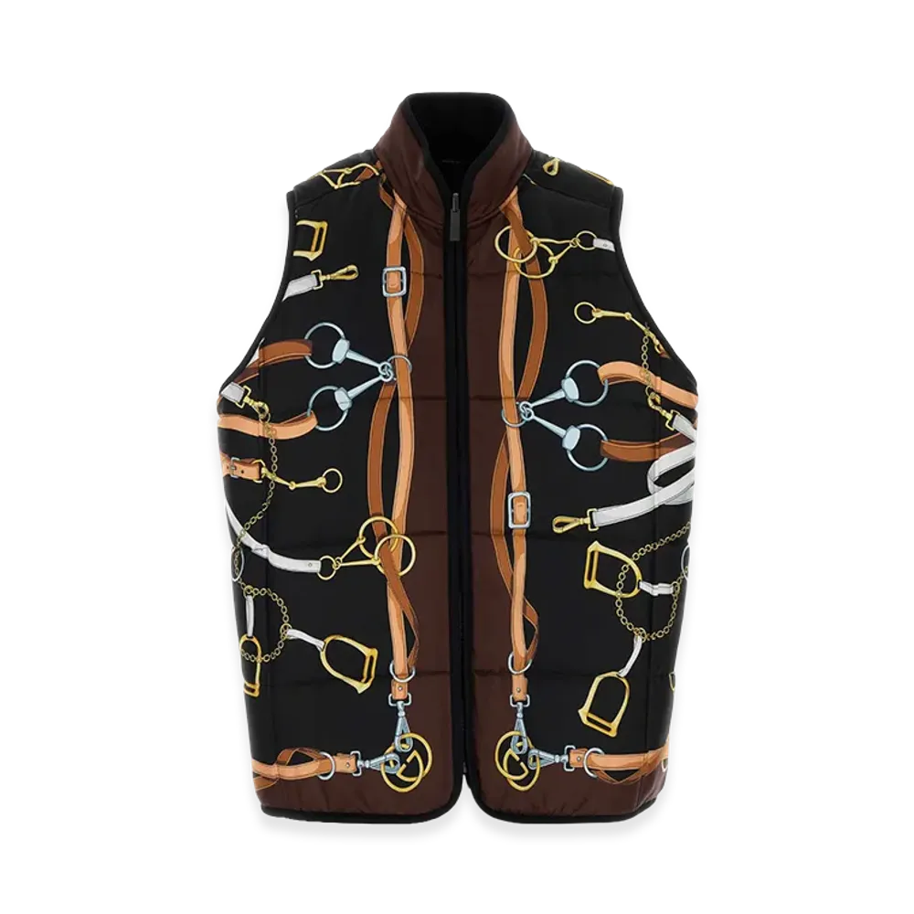 GUCCI Women's Printed Twill Reversible Sleeveless Jacket "Printed"
