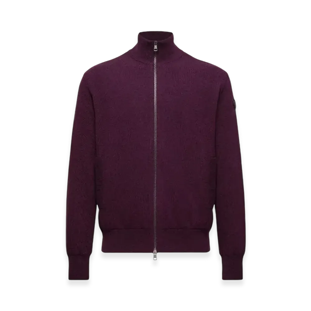 MONCLER Wool & Cashmere Zip-Up Cardigan "Purple"