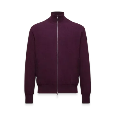 MONCLER Wool & Cashmere Zip-Up Cardigan "Purple"