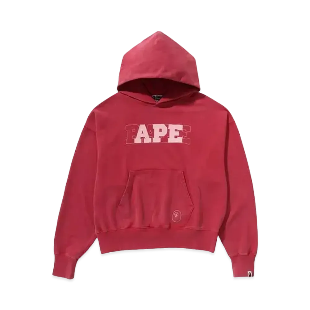 A BATHING APE Pigment Dyed Oversized Pullover Hoodie "Red"