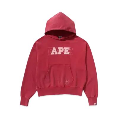A BATHING APE Pigment Dyed Oversized Pullover Hoodie "Red"