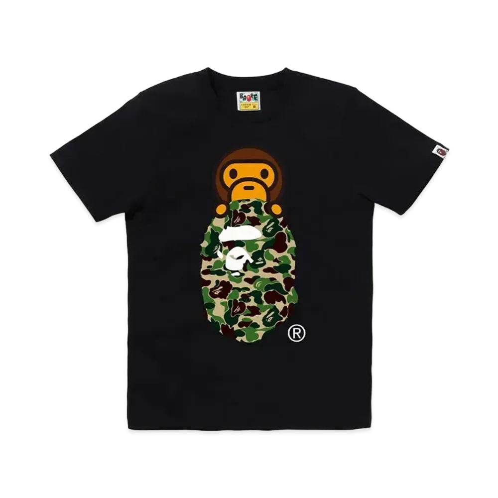 A BATHING APE ABC Camo Milo On Ape Head Tee "Black/Green"