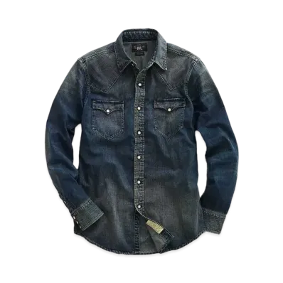 RRL Ralph Lauren indigo Buffalo Western Shirt "Blue"