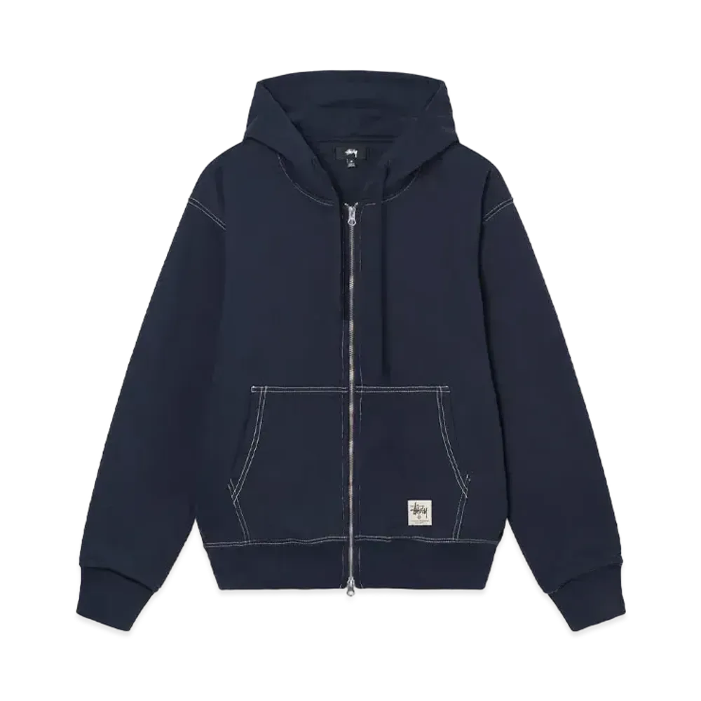 Stussy Double Face Label Zip Hoodie "Navy"