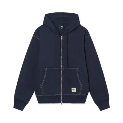 Stussy Double Face Label Zip Hoodie "Navy"