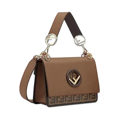 FENDI Kan I F Leather Bag "Brown"