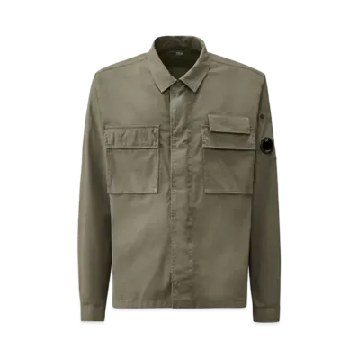 C.P. Company Organic Gabardine Utility Lens Shirt "Smoked Pearl Grey"