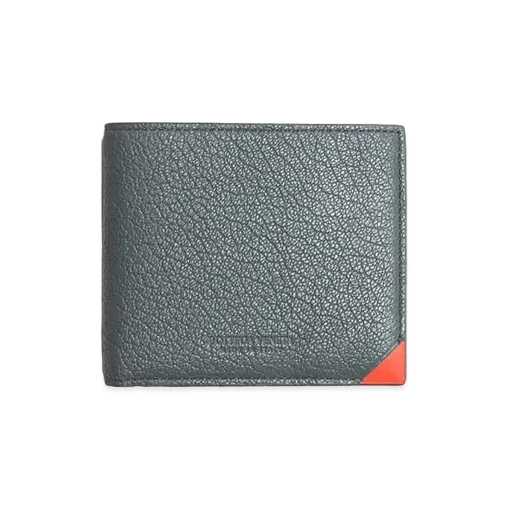 Bottega Veneta The Edit Goatskin Calfskin Bi-fold Wallet "Slate/Orange"