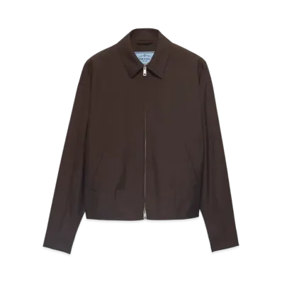 PRADA Women's Kid Mohair Blouson Jacket "Dark Brown"