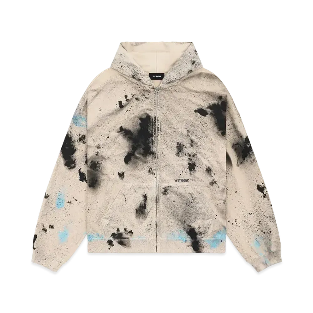 WE11DONE Painted Zip-up Hoodie "Beige"