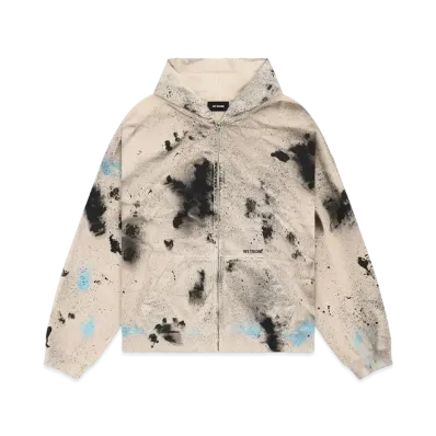 WE11DONE Painted Zip-up Hoodie "Beige"