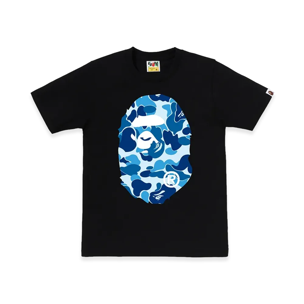 A BATHING APE Women's ABC Camo Big Ape Head Tee "Black/Blue"