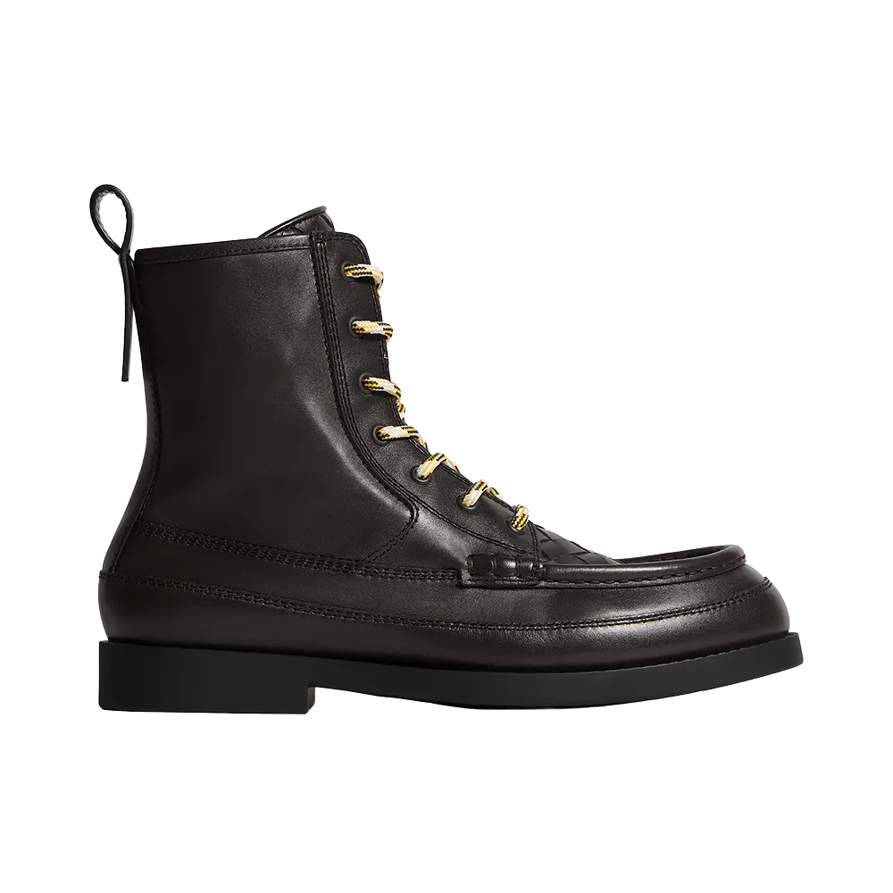 Bottega Veneta Pia Lace Up Ankle Boots "Espresso"