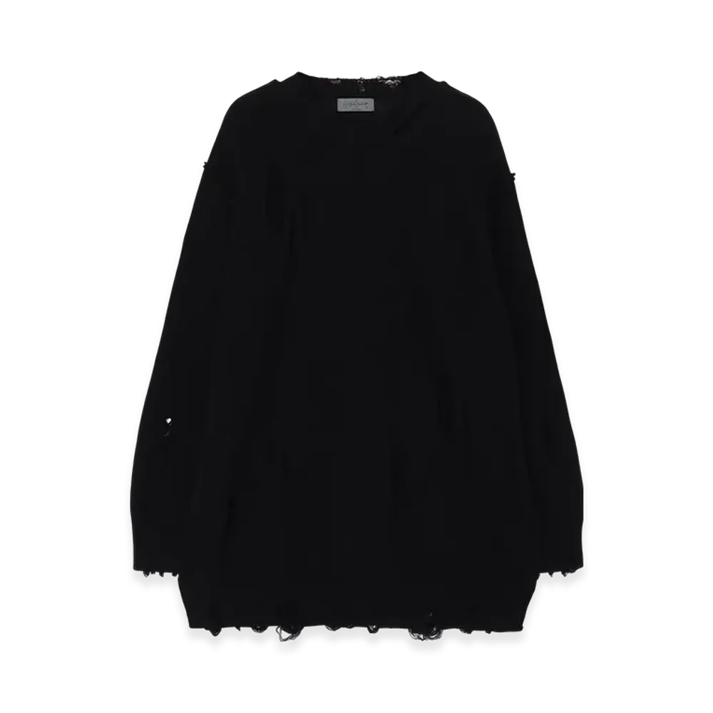 Yohji Yamamoto POUR HOMME 7G2P Jersey Round Neck Knit "Black"