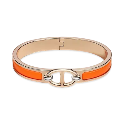Hermes Mini Clic Chaine D'ancre Bracelet "Orange Fruite/Pink Gold"
