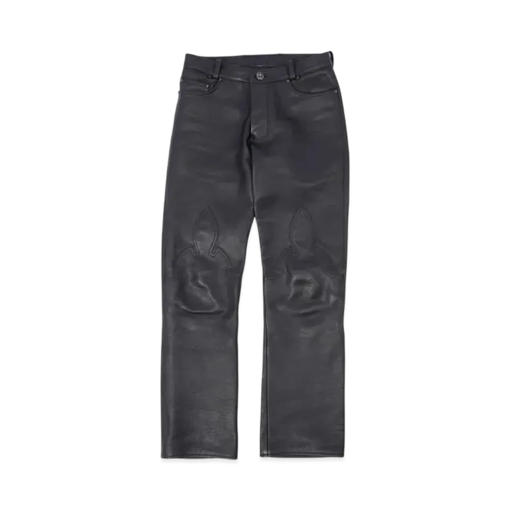 Chrome Hearts Fleur Knee Leather Pants "Black"