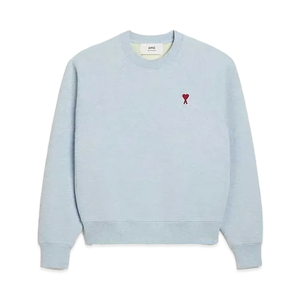 AMI PARIS Loop Back Organic Cotton Heavy Fleece Sweat Shirt #1 "Heather Cashmere Blue"