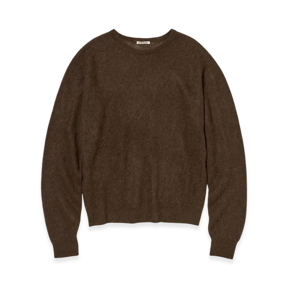 AURALEE Baby Suri Alpaca Sheer Knit P/O "Dark Brown"