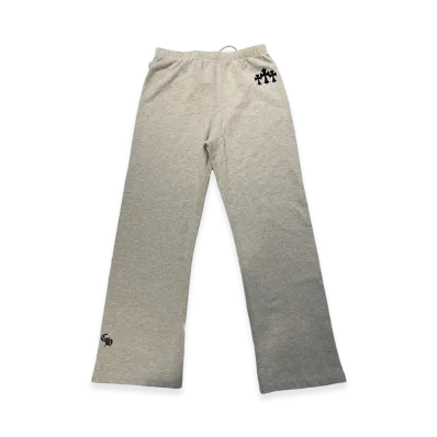 Chrome Hearts Y Not Cemetery Cross Flock Patch Sweatpants "Grey"