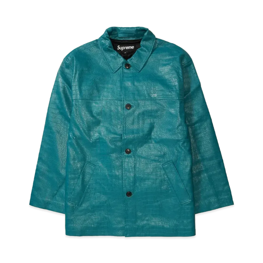 Supreme Faux Croc Car Coat "Teal"