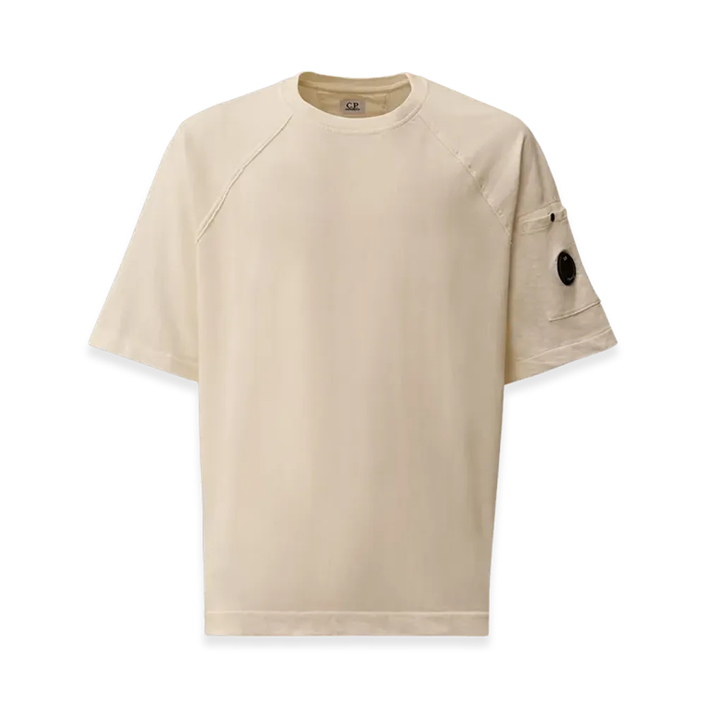 C.P. Company Light Fleece Short Sleeve Sweatshirt "Gauze White"