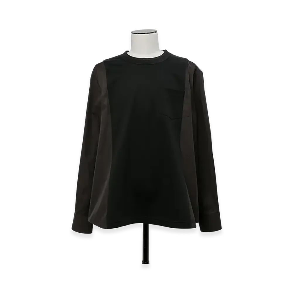 sacai Poplin x Cotton Jersey L/S T-Shirt "Black"