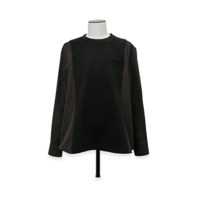 sacai Poplin x Cotton Jersey L/S T-Shirt "Black"