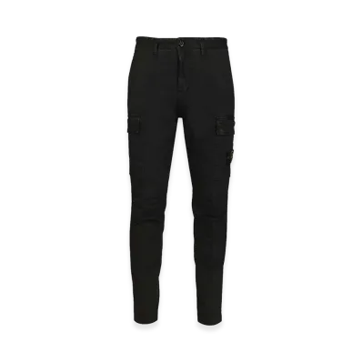 Stone Island Cargo Trousers In Broken Cotton Twill "Black"