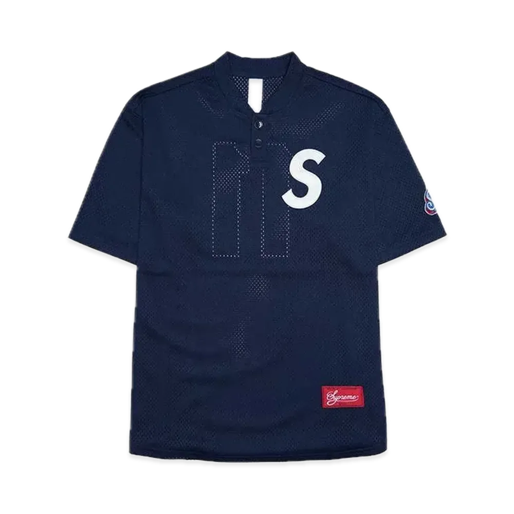 Supreme S Logo Baseball Henley "Navy"