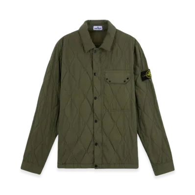 Stone Island Q0633 50 Fili Nylon Cotton Shirt Jacket with Internal Padding - 24FW "Musk Green"