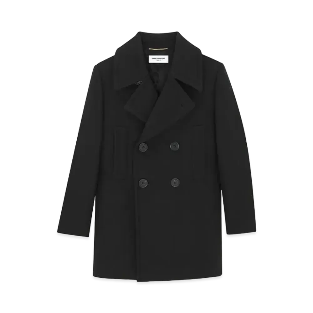 Saint Laurent Women's Double-Breasted Peacoat in Wool "Black"